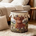 thumbnail image 7 of SHENGXINY Large Capacity Laundry Basket Cow Floral Printed Quilted Fabric Storage Basket Embroidery Style Organizer With Comfortable Carrying Handles, 7 of 7
