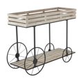 thumbnail image 6 of DecMode 45" x 15" x 33" 1 Shelf Cream Wood Wheelbarrow Plantstand, 6 of 8