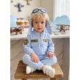 thumbnail image 5 of RUINIXCW Toddler Baby Boy Pilot Uniform Outfit Infant Baby Boys Halloween Costume Baby Flight Suit Long Sleeve Zipper Jumpsuit Romper with Hat Spring Fall Winter Clothes, 5 of 10