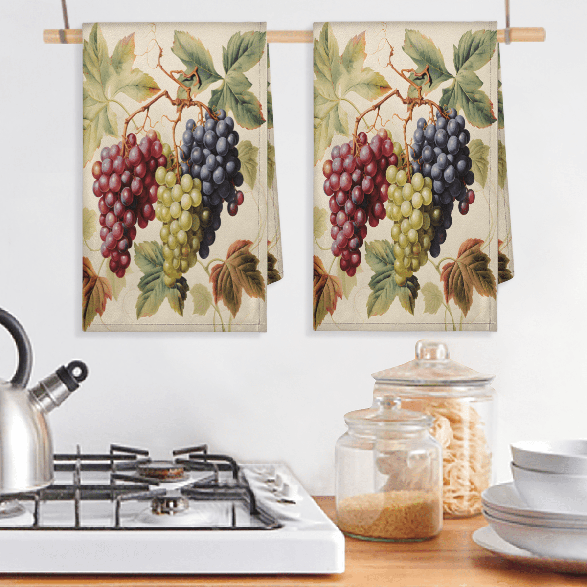 Qzaxky Colorful Grapes 2 Pack Kitchen Towels Soft and Super Absorbent Dish Towels Kitchen Tea Towels Hand Towels
