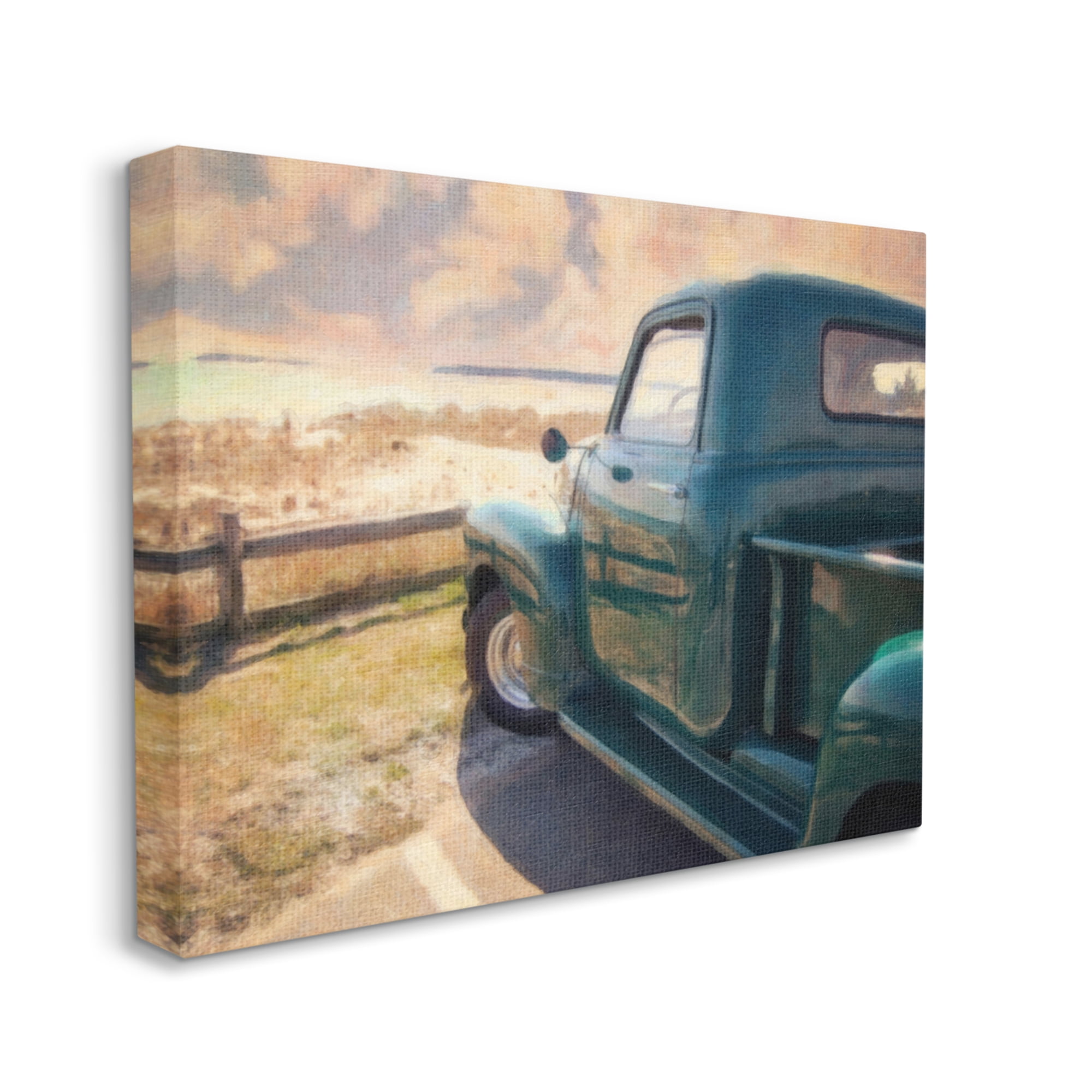 Stupell Industries Country Pickup Landscape Transportation Painting Gallery Wrapped Canvas Art Print Wall Art, 30 x 24