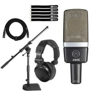 AKG C214 Professional Large-Diaphragm Condenser Microphone with Adjustable Microphone Stand Podcasting Package