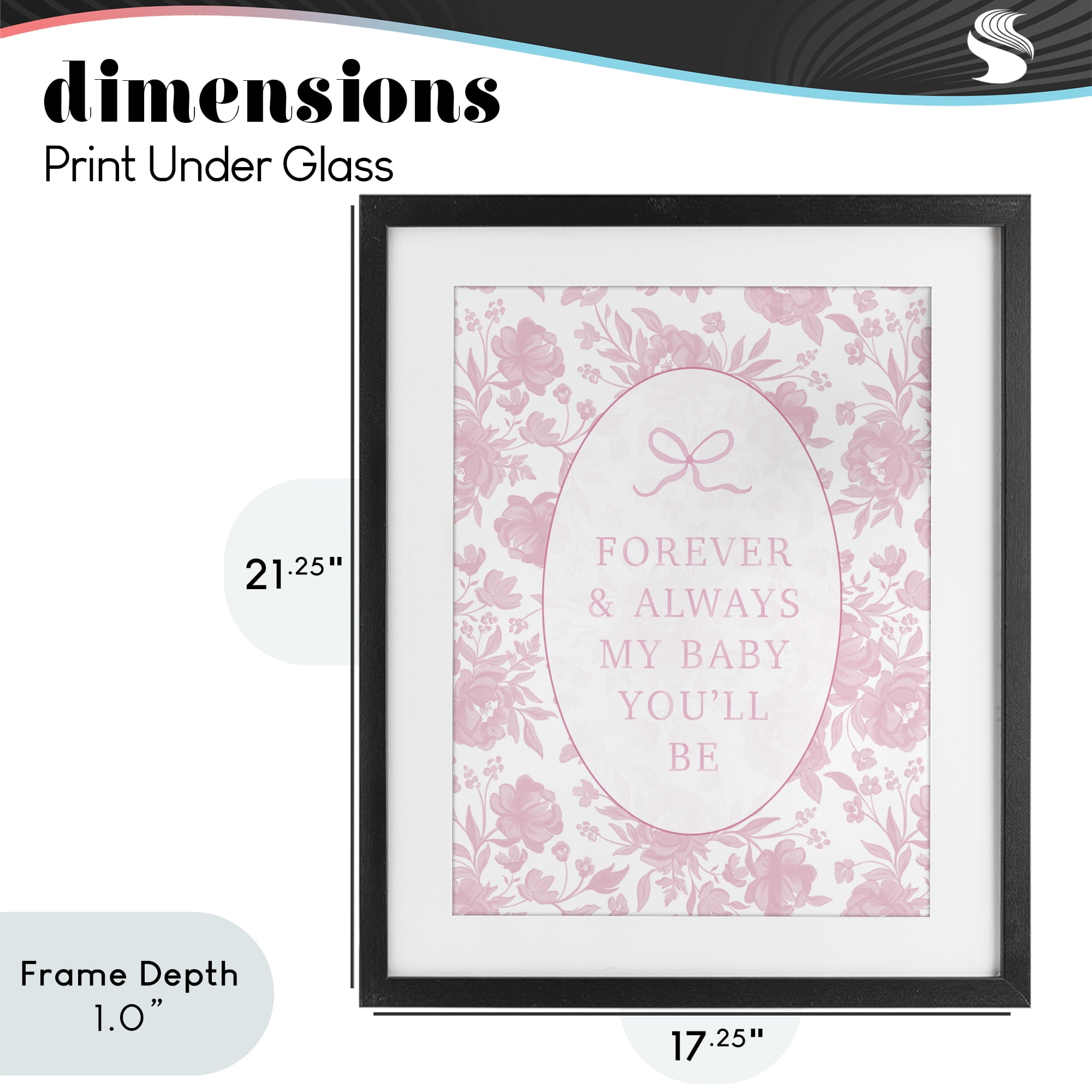 Stupell Industries Forever and Always Pink Florals Black Framed Print Under Glass, design by Cherrywood Lane