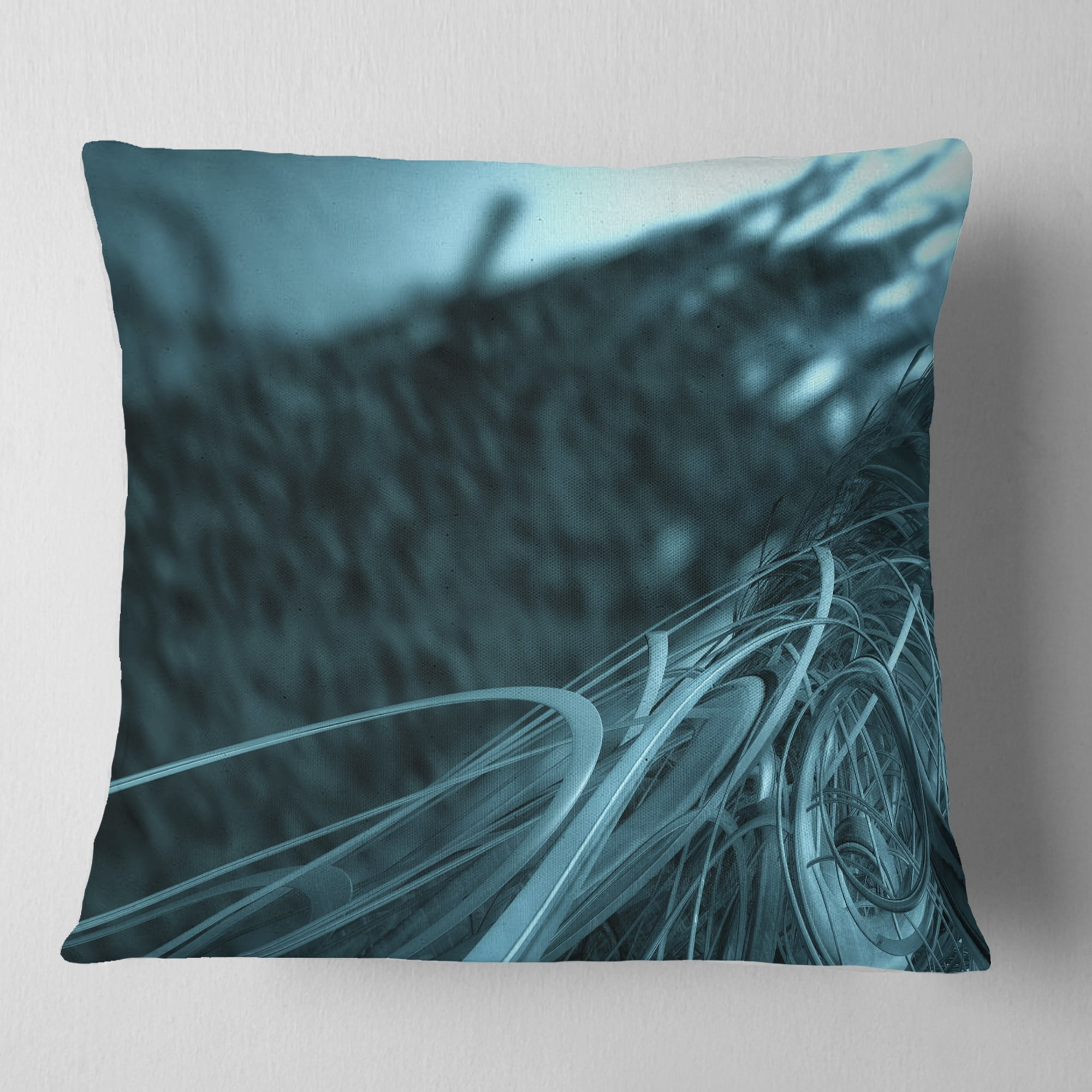 Designart Fractal 3D Bottom Stripes - Contemporary Throw Pillow - 16x16