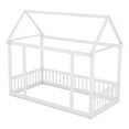 thumbnail image 6 of Twin Size Floor Bed with House Roof Frame,Montessori Bed with Safety Guardrails,Floor Bed with Wooden Frame for Boys&Girls Bedroom,White, 6 of 9