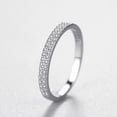 thumbnail image 3 of Womens Sterling Silver Ring with Micro-Inlaid Diamonds S925 Silver Band Elegant Thin Delicate Stacking Ring for Her Wedding Jewelry Gift, 3 of 4