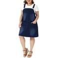 thumbnail image 4 of Agnes Orinda Women's Plus Size Denim Overalls Dress Adjustable Strap Bib Suspender Summer Casual Midi Jeans Dresses with Pockets 2X Dark Blue, 4 of 6