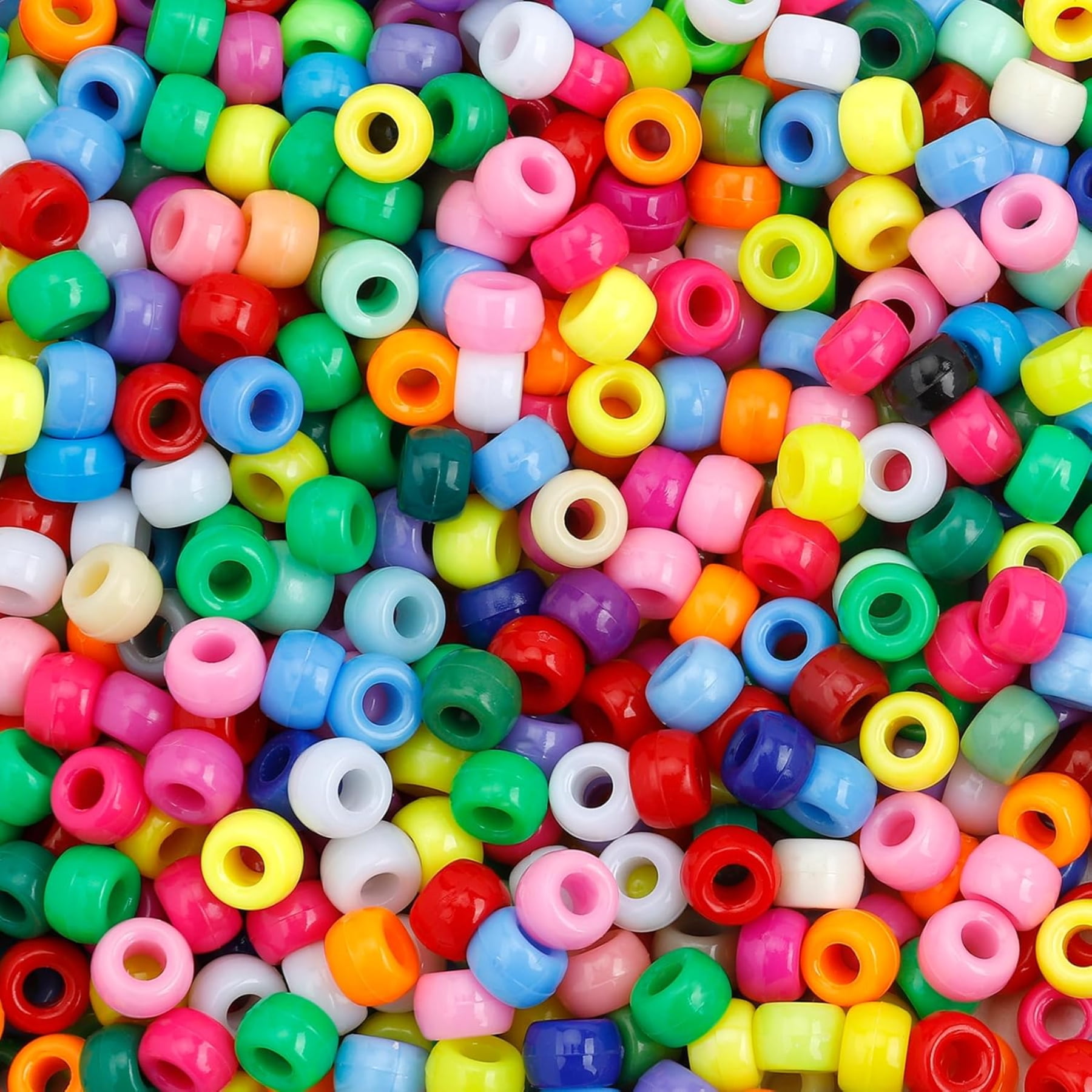 4000 Pcs Bulk Pony Beads for Jewelry Making, 6x9mm Colorful Plastic Craft Beads for DIY Bracelets, Keychains and Hair Accessories