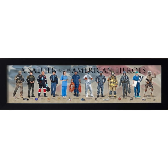 History of the American Hero Framed Posters & Prints | Solute to US Heroes Wall Art Gifts & Bedroom Decor | Poster & Print for Enthusiast & USA History Artwork Collectors | Gift for Boys & Girls Room