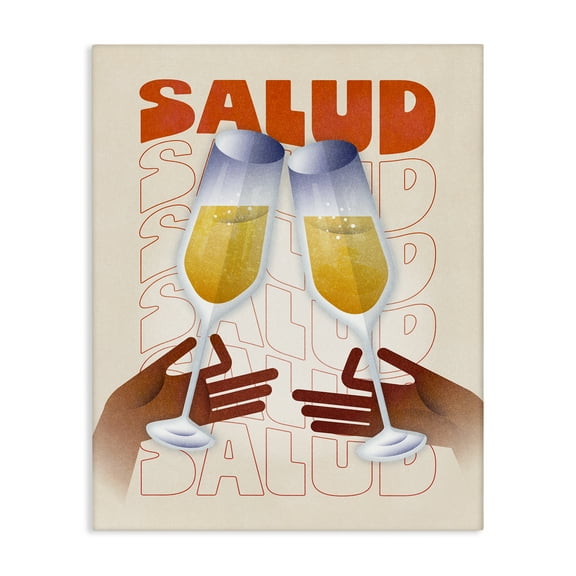 Stupell Industries Salud Cheers Champagne Food & Beverage Painting Wrapped Canvas Art Print Wall Art, 16 x 20