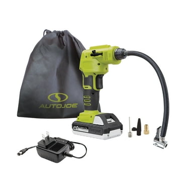 Auto Joe Cordless Portable Air Compressor Kit W/ Nozzle Accessories & Storage Bag, 1.3-Ah Battery   Charger