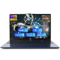 15.6" IPS FHD Gaming-Laptop, AMD 8 Cores Ryzen 7 7735HS 16GB DDR5 RAM 1TB SSD (Beats i7-12650H, Up to 4.75GHz) Computer with Radeon 680M 100W Type-C Backlit Keyboard Fingerprint Unlock