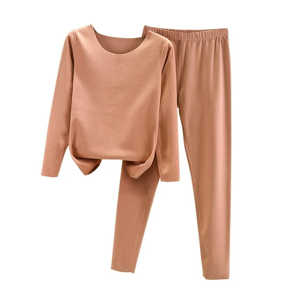 Loungewear Sets for Women New Womens 2 Piece Pajamas Sets Crew Neck Long Sleeve Tops and Long Pant Winter Warm Casual Loungewear Outfits Pinks M