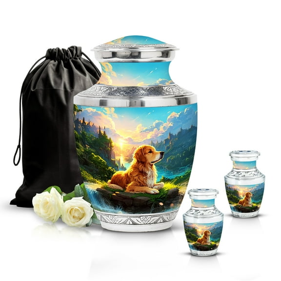 SABURIAL Dog Urn - Keepsake Urns For Human Ashes Adult Female - Small Funeral Urns For Women Ash - Little Cremation Urn For Ashes Adult Male Dad - Combo Of 10 Inch & 3 Inch