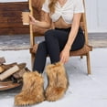 thumbnail image 2 of Ecetana Womens Faux Fur Boot Winter Warm Fluffy Long Furry Boots Mid-Calf Snow Boots, 2 of 5