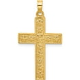 thumbnail image 1 of 14K Yellow Gold Polished And Textured Floral Cross Pendant (Width 19.7) (Length 35.9) - Jbsp, 1 of 5