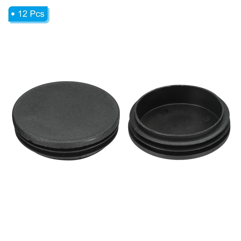 24-Pack 7/8 Inch Plastic Tubing End Caps - Black Round Hole Plugs For Furniture Legs & Protection