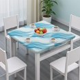 thumbnail image 3 of Blue Marble Gold Wave Pattern Square Fitted Tablecloth with Elastic Edge,Square Table Cover,Washable Elastic Table Cover for Home Kitchen Party Decor 34"x34", 3 of 6