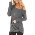 thumbnail image 2 of Tops De Túnica De Manga Larga Informales Para Mujer Camisetas De Manga Larga Informales Para Mujer Mujeres Casual Manga Larga Túnica Tops Solo Hombro Color Sólido Camiseta Para ANGGREK gris claro S, 2 of 6