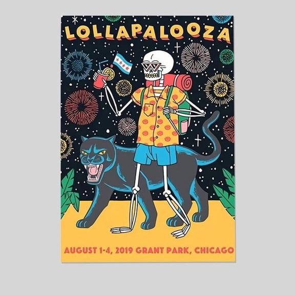 Music Poster - Lollapalooza Tour 2019 Poster - Vintage Style - Size 24x36 - Postora