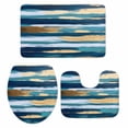 thumbnail image 2 of Abstract Modern Bathroom Rugs Set Gold and Navy Blue Non Slip Absorbent Soft Bath Mats 3 Piece Set with Bathroom Rug, U-Shaped Floor Mat, Toilet Seat Cover Large Size, 2 of 9