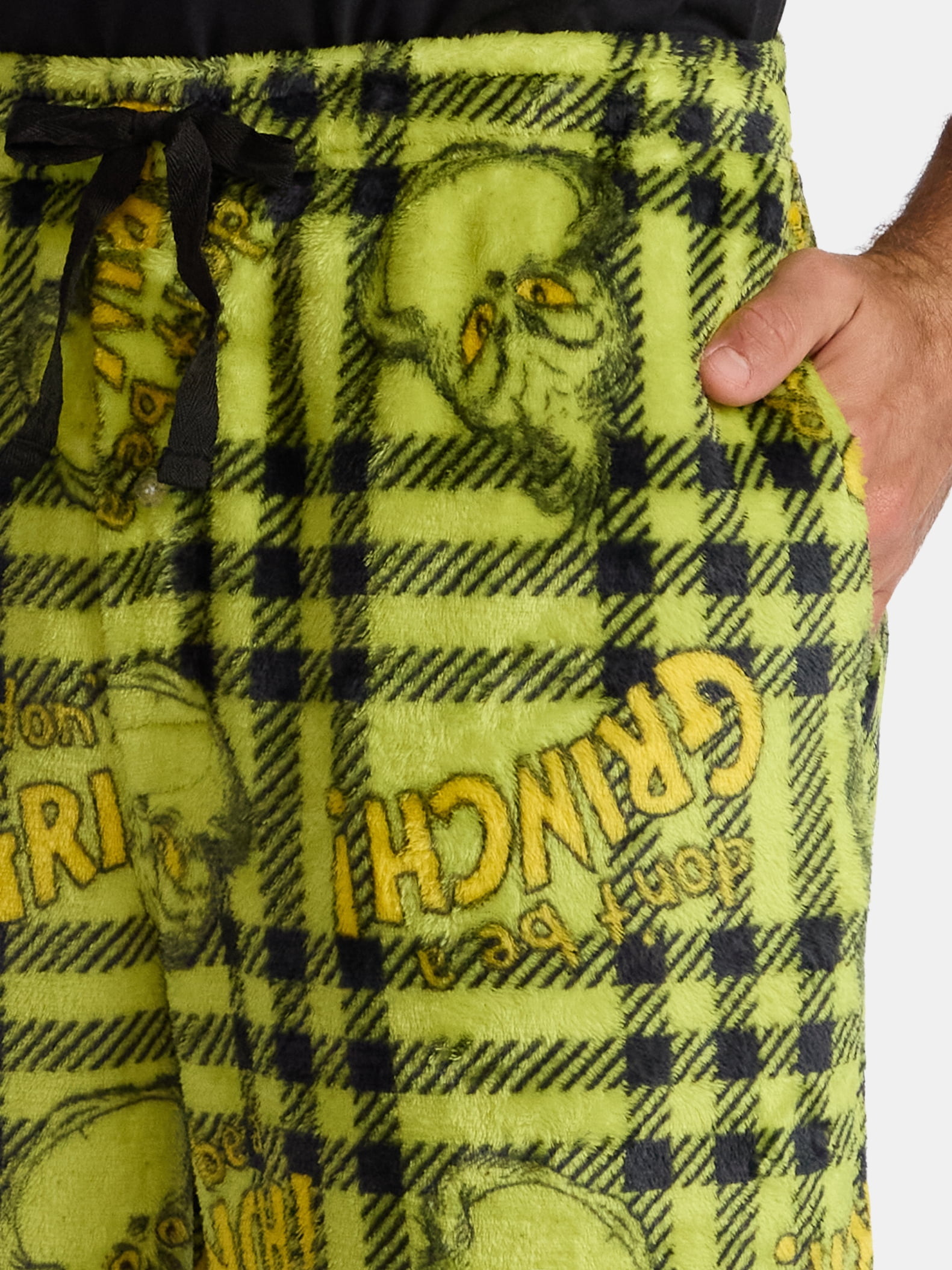 Dr. Seuss Men's Grinch Superminky Pajama Fleece Sleep Pants, Size S-XL