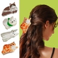thumbnail image 2 of Xinwanna Women Hair Clip Cartoon Cat Dog Shape Hair Claw Anti-slip Teeth Large Size Back Head Shark Hair Claw Hair Accessories (Type A), 2 of 13