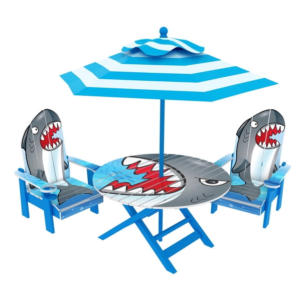O'Kids Adirondack Table and Chairs Set, Shark - Walmart.com