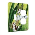 thumbnail image 1 of KuzmarK™ 2 Gang Single Toggle / Single Duplex Wall Plate - Calico Maine Coon Kitty Fairies with Lily of the Valley Fantasy Cat Art by Denise Every, 1 of 1