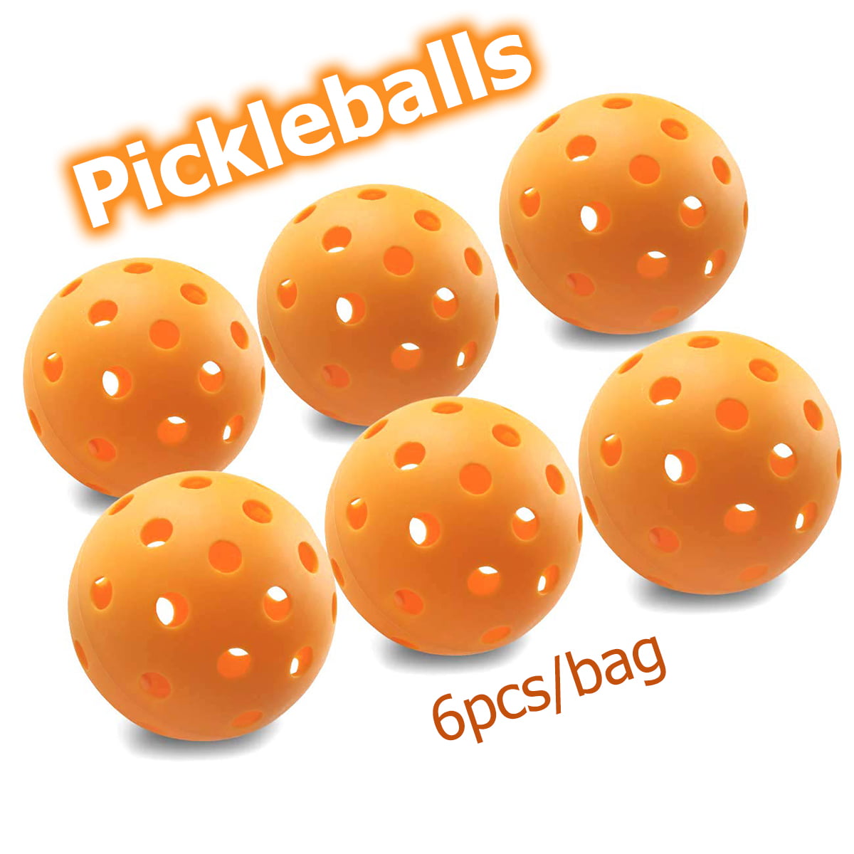 6PCS 40 Hole High-Vis Optic Pattern Pickleball Balls Game Practice Training  Toy 