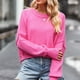 thumbnail image 1 of Suéter de cuello redondo para mujer, moda, suelto, talla grande, color, manga larga, tops, suéter para mujer, 1 of 4