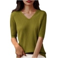 thumbnail image 2 of Timegard Ribbed Tops for Women Square Neck Short Sleeve Slim Tee Casual Going out Comfy Tops Solid Color, 2 of 3