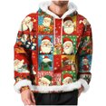 thumbnail image 3 of Xcmzpl Under 30 Christmas Hoodies Men's Long Sleeve Fluffy Trim Xmas Graphic Sweatshirts Ugly Print Hooded Pullover with Pocket, 3 of 9