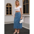 thumbnail image 3 of DARING DIVA Women's Denim Ripped Holes Back Slit Midi Jean Skirts Small Blue, 3 of 7