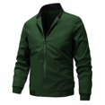 thumbnail image 2 of WREESH Fashion Jacket Men'S New Solid Color Stand-Up Collar Casual Large Size Thin Jacket Long-Sleeved Jacket Olive Green, 2 of 9