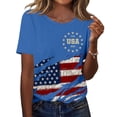 thumbnail image 2 of Women's 250Th Anniversary National Flag Print Casual T-Shirt Cross Patriotic Tee, Independence Day Flag Faith Cross Design Printed Round Neck Patriotic T-Shirt Blue XXXL, 2 of 5