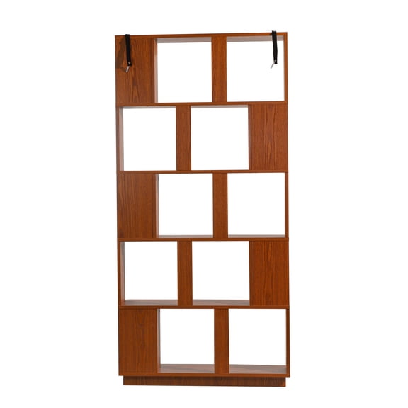 Modern 5-Tier Open Bookcase, Dark Oak, 31.5" Free Combination Display Shelves
