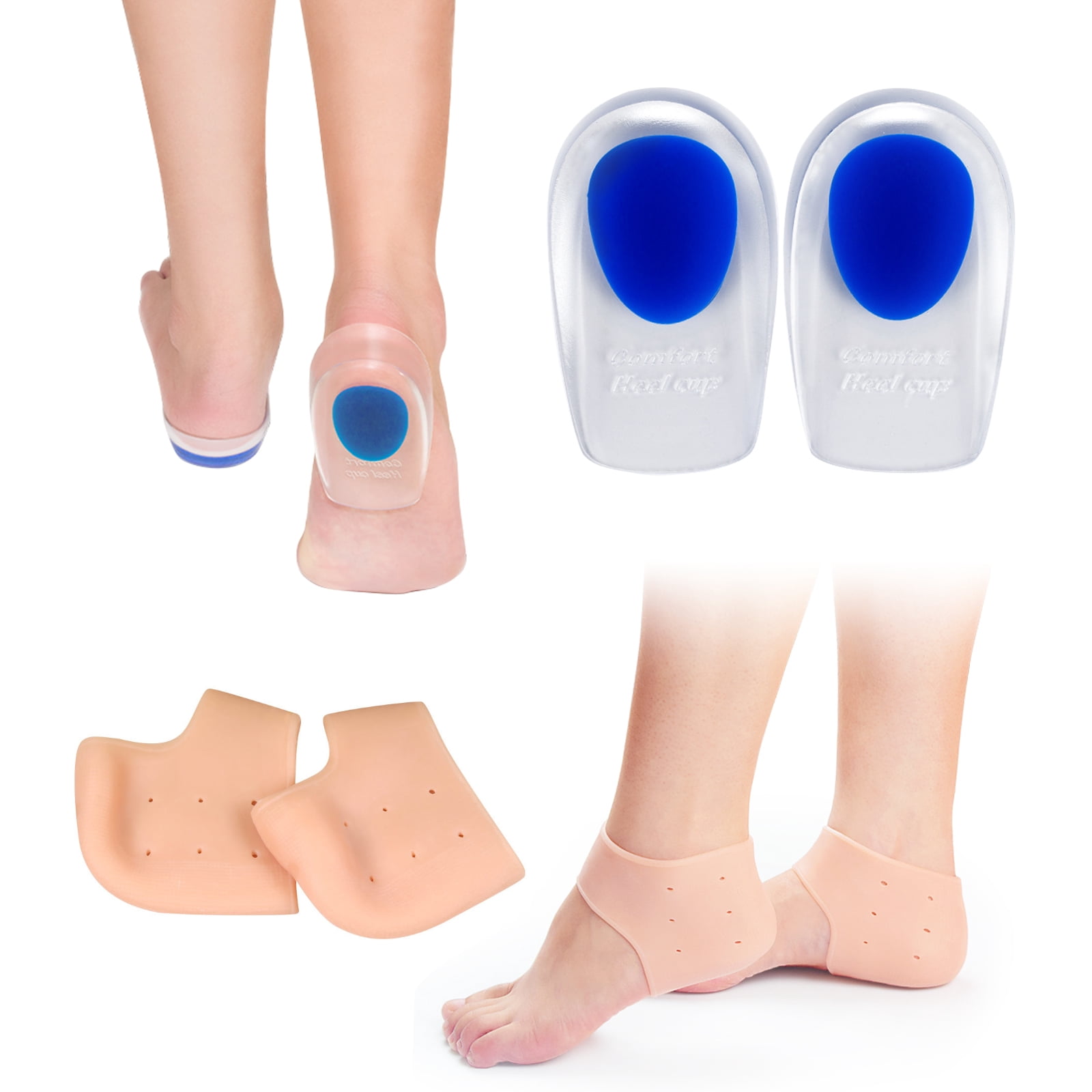 Gel Silicone Heel Cups/Pads Heel Lifts for Achilles Tendonitis, Shoe