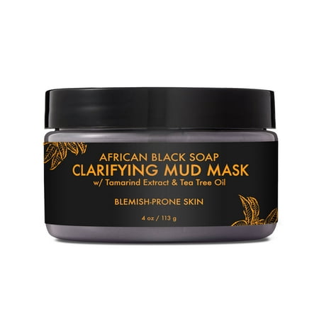 African Black Soap Clarifying Mud Mask - Clarifies and Balances Oily, Blemish-Prone Skin for a Smooth Complexion - Sulfate-Free with Natural and Organic Ingredients (4 (Best Mask For Oily Skin)