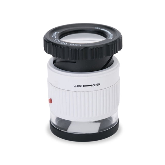 Handheld Seniors Estudiantes Lupa de lupa 30x Magnifier con luz LED Joyería de tamaño de bolsillo Lupa Joyero Regalos Suministros Vogacara TO007854-00B
