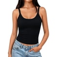 thumbnail image 2 of Built in Bra Tank Tops for Women,spaghetti Strap Tank Top Low Cut Tank Tops for Women Running Bras Workout Tops Workout Yoga Shirts Workout Tank Tops Sports Tank Tops,Black,2XL, 2 of 8