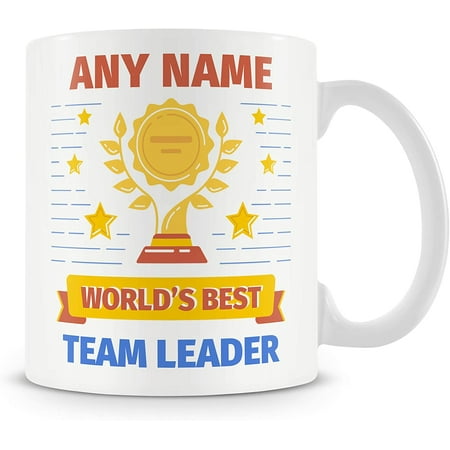 

Team Leader Mug - Worlds Best Award Personalised Cup Gift - Customise with Name