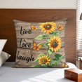 thumbnail image 4 of Sunflower Rustic Pillow Covers 18x18 Inch, Vintage Wooden Flowers Butterfly Linen Pillowcase with Invisible Zipper, Decorative Throw Pillow Covers Cushion Case for Couch Sofa Bed Living Room, 4 of 9