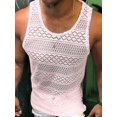 thumbnail image 6 of Men See Through Vest Crewneck Sleeveless Tank Tops Shirts Pink XXXL, 6 of 7