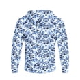thumbnail image 6 of Havenx Upf 50+ Sun Protection Hooded Jacket for Men Camo Long Sleeve Full Zip Coat Thumbhole Hooded Rash Guard Jackets Hiking Running Fishing Athletic Workout Blouse,Dark Blue 2XL, 6 of 7