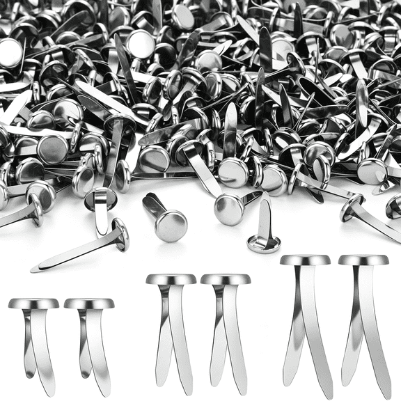 Dvjoy 500 Pcs Mini Brads Fasteners Brass Paper Fasteners, Brass Silver mini brads
