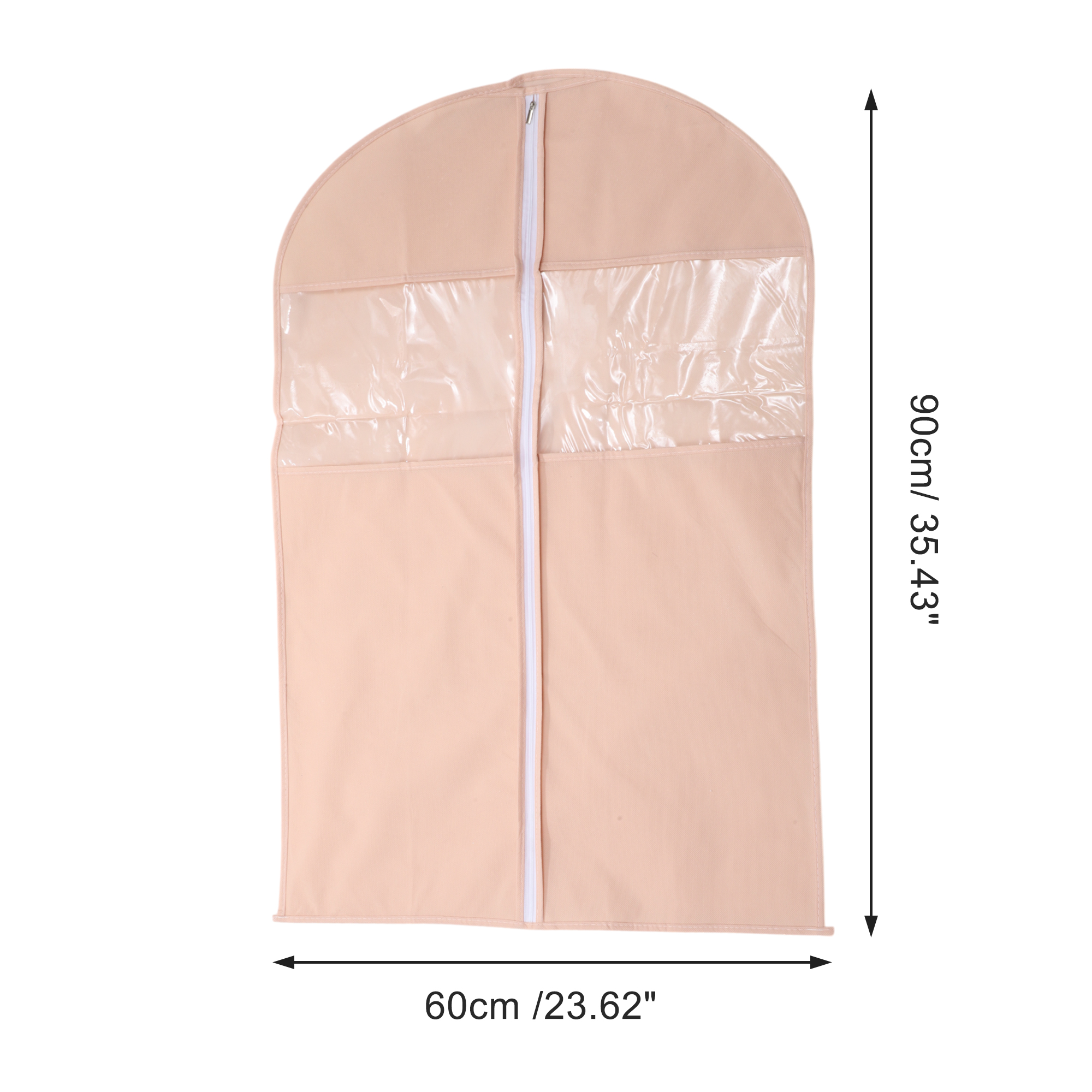 Unique Bargains 3 Pcs Dustproof Double Window Garment Bag Pink 35.43"x23.62"