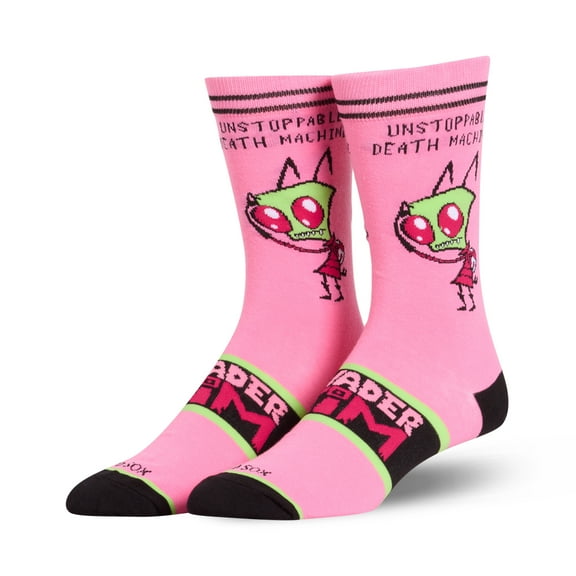Cool Socks – Invader Zim Crew Socks – Size Large for Men & Women – Alien Cartoon Graphic – Comfy