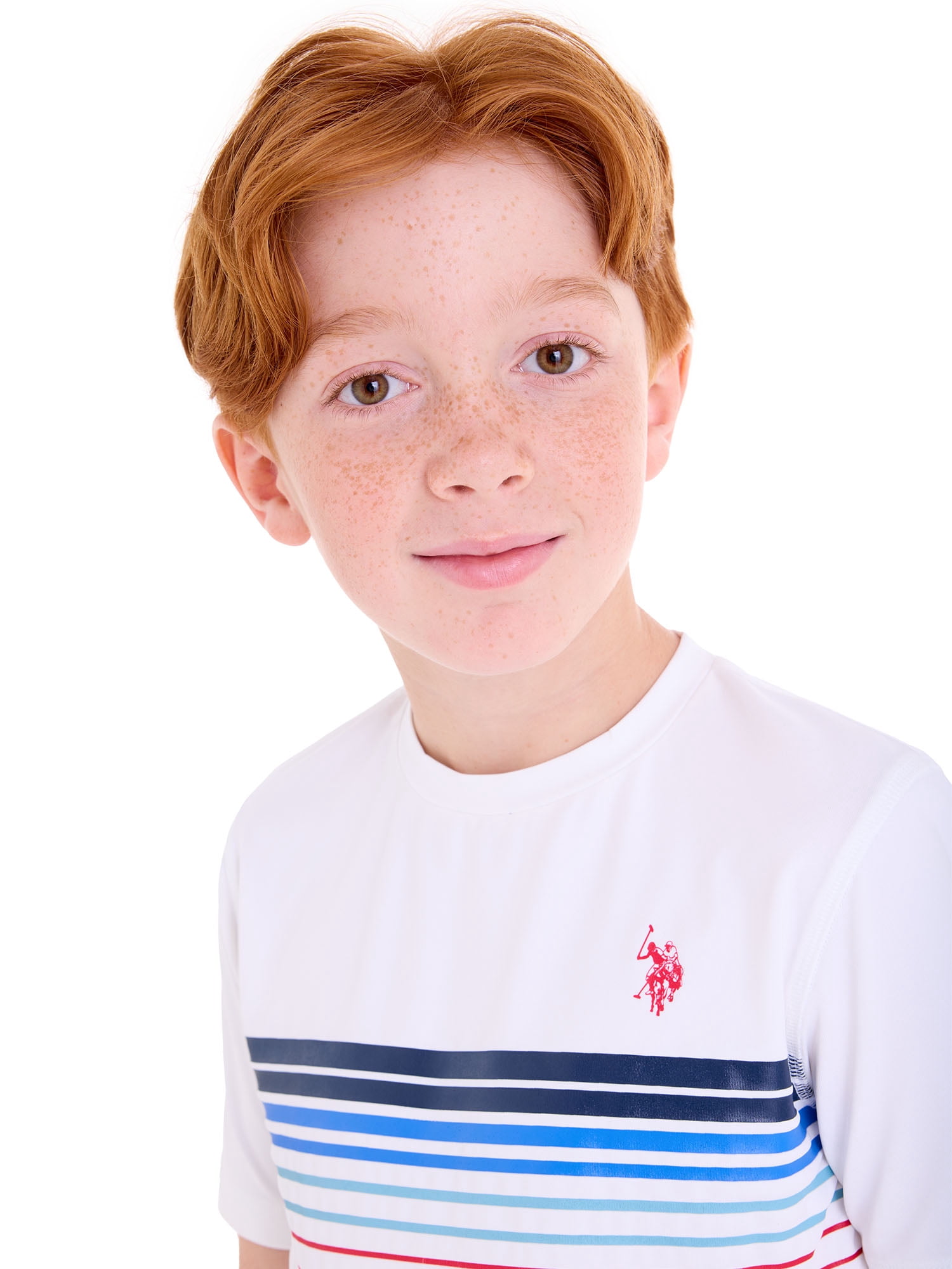 U.S. Polo Assn. Boys Short Sleeve Striped Rash Guard, Sizes 4-18