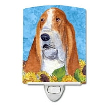 Caroline's Treasures SS4162CNL Basset Hound in Summer Flowers Ceramic Night Light, 6x4x3", multicolor